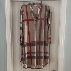 Pink Lily plaid tunic dress